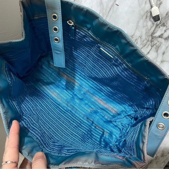 Prada Tessuto Blue Nylon Purse Tote Bag Authentic BR2506 - Picture 13 of 16